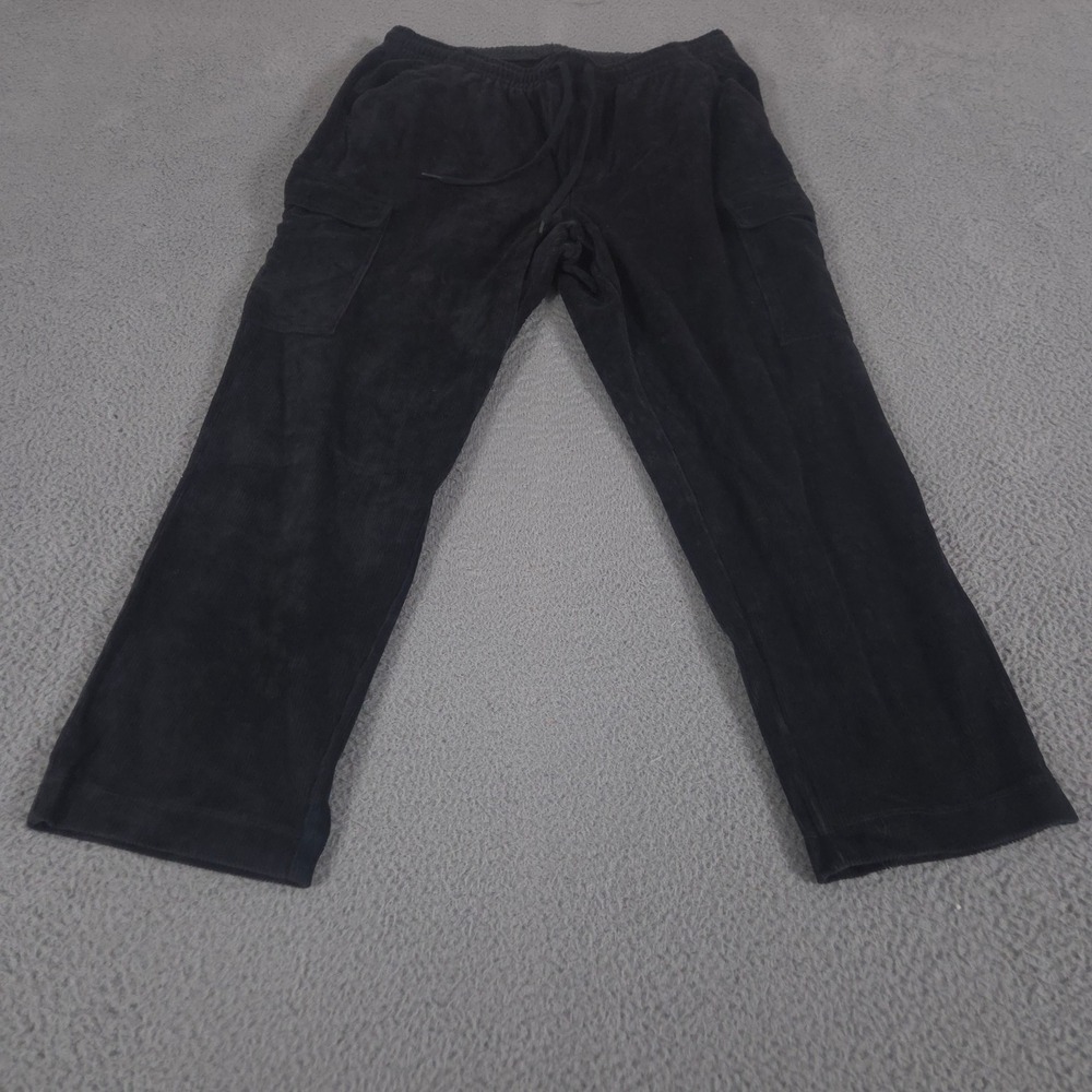 Lands'‎ End Pants Womens XL Black Sport Knit Straight Leg Corduroy Cargo Stretch
